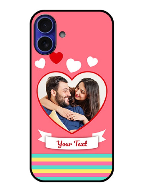 Custom iPhone 16 Plus Custom Metal Phone Case - Love Shapes Doodle Design