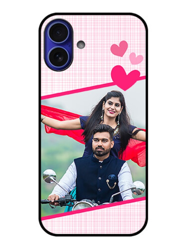 Custom iPhone 16 Plus Custom Metal Phone Case - Love Shape Heart Design