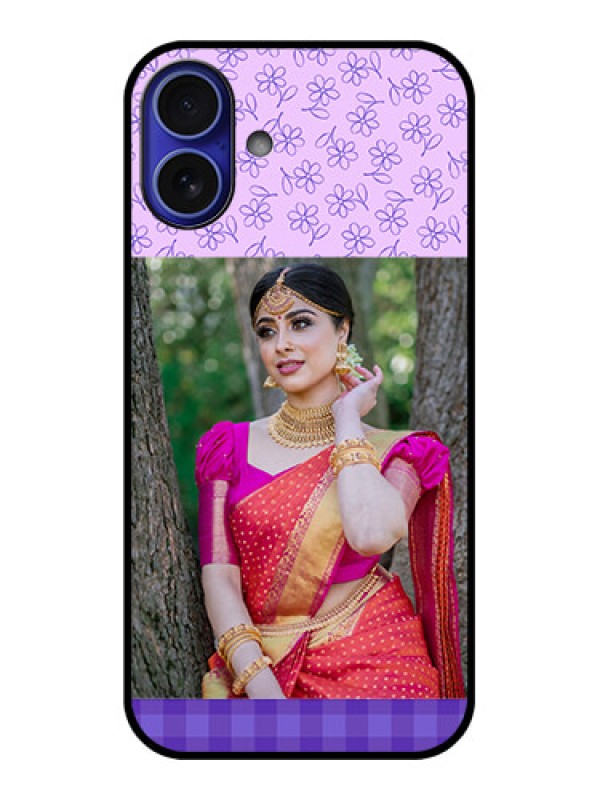 Custom iPhone 16 Plus Custom Metal Phone Case - Purple Floral Design