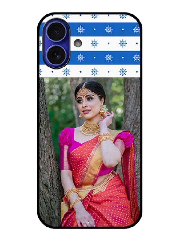 Custom iPhone 16 Plus Custom Metal Phone Case - Snow Pattern Design