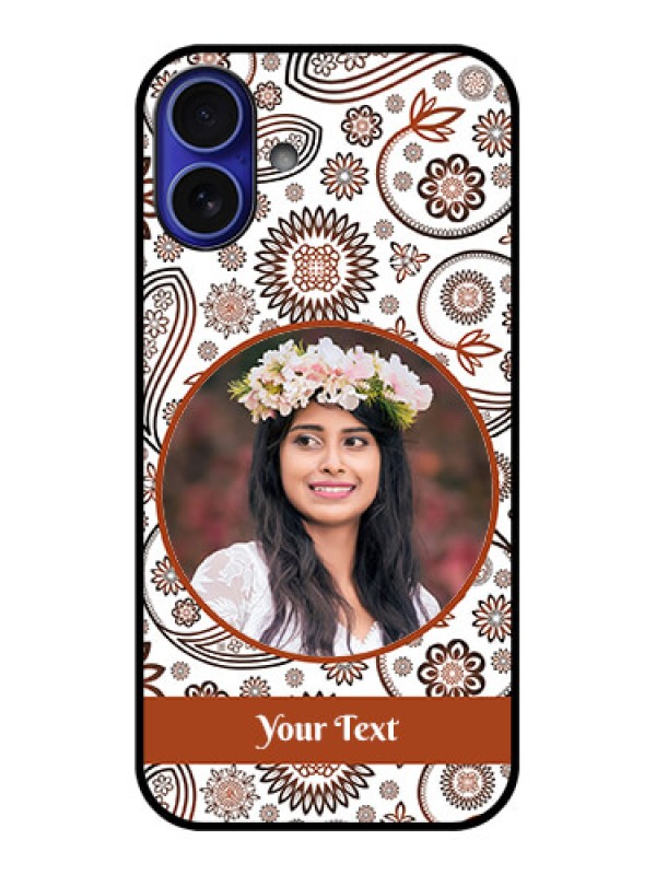 Custom iPhone 16 Plus Custom Metal Phone Case - Abstract Flower Design