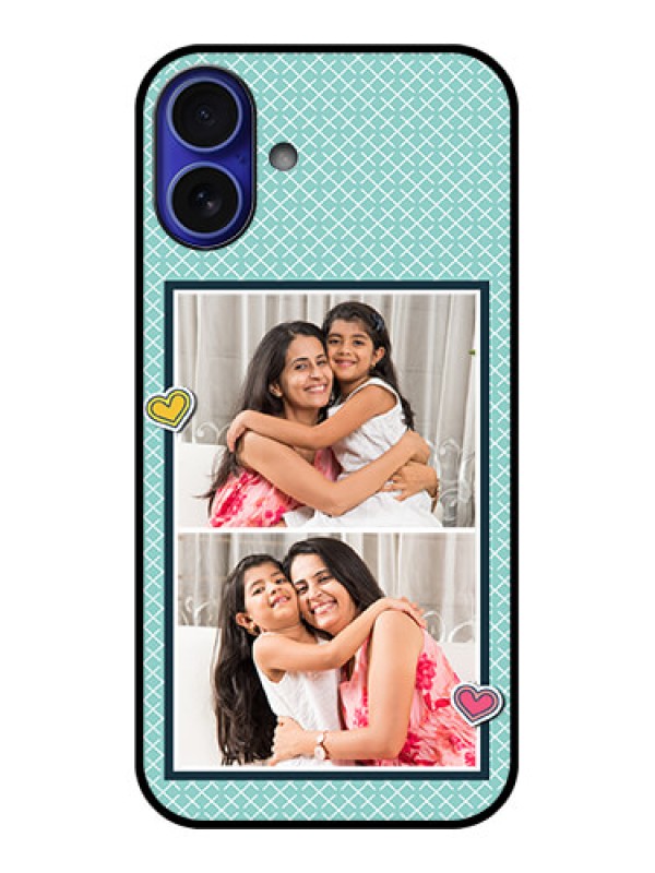 Custom iPhone 16 Plus Custom Metal Phone Case - 2 Image Holder With Pattern Design