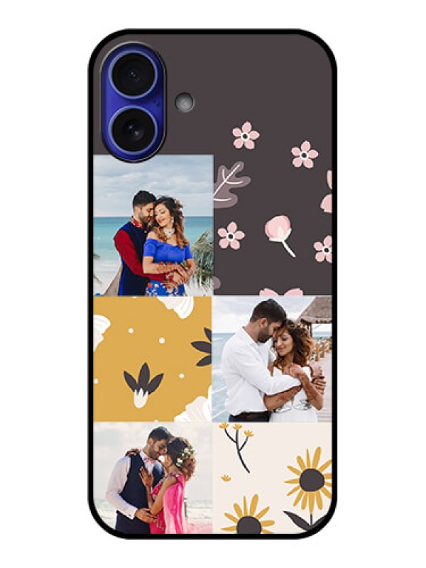 Custom iPhone 16 Plus Custom Metal Phone Case - 3 Images With Floral Design