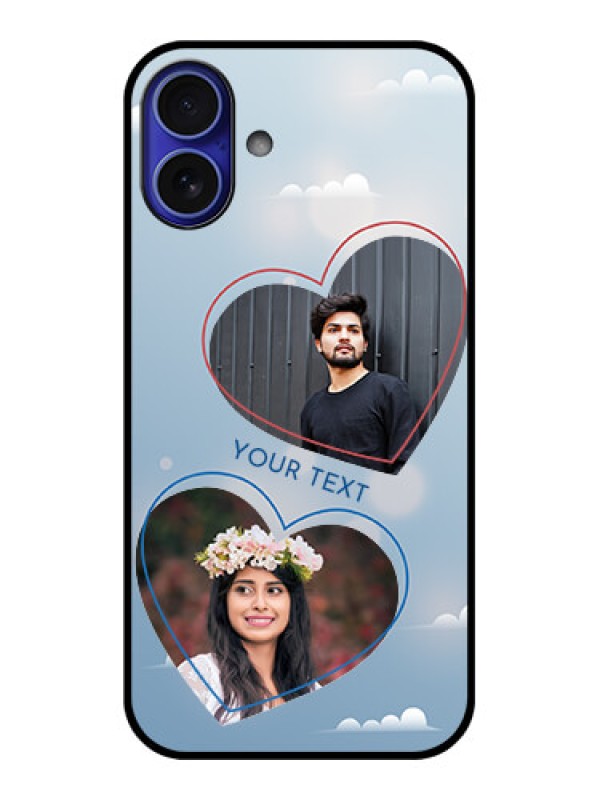 Custom iPhone 16 Plus Custom Metal Phone Case - Blue Color Couple Design