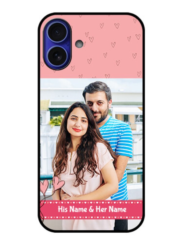Custom iPhone 16 Plus Custom Metal Phone Case - Love Design Peach Color