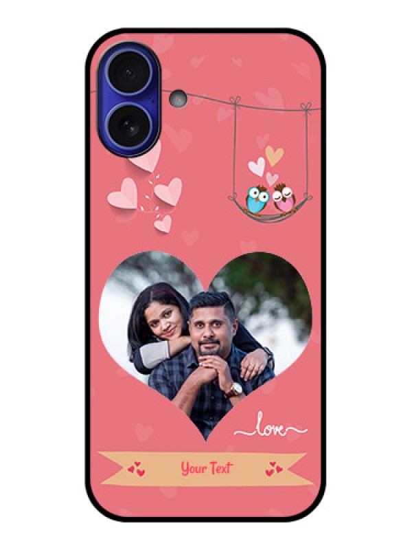 Custom iPhone 16 Plus Custom Metal Phone Case - Peach Color Love Design