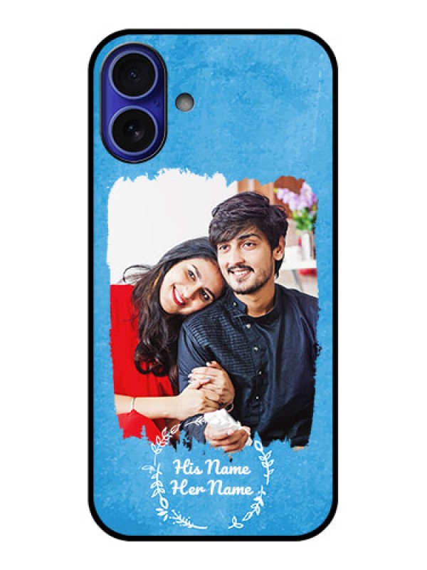 Custom iPhone 16 Plus Custom Metal Phone Case - Blue Color Vintage Design