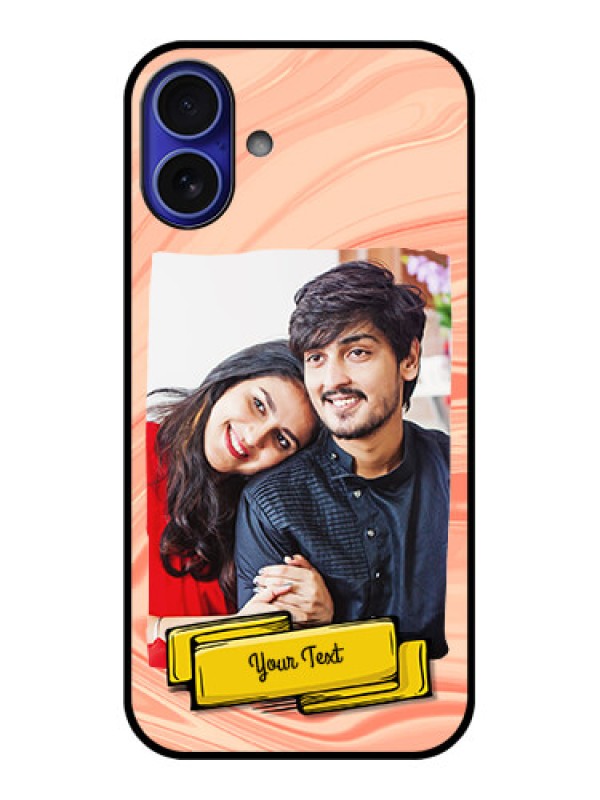 Custom iPhone 16 Plus Custom Metal Phone Case - Marble Texture Design