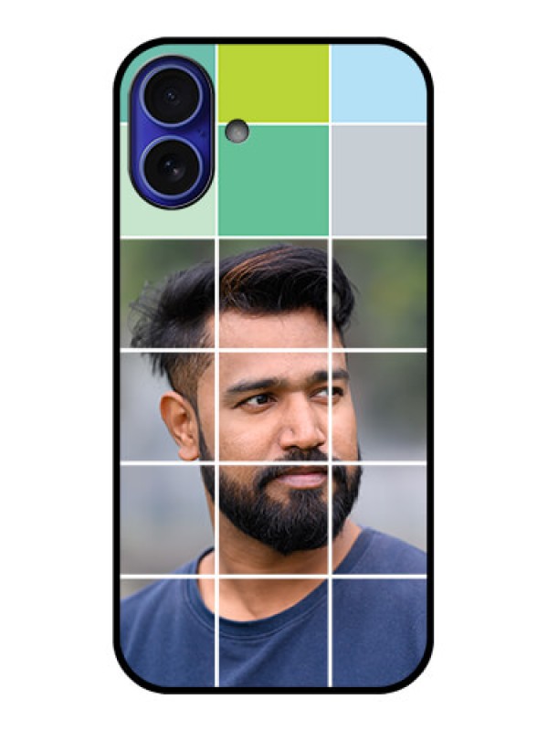 Custom iPhone 16 Plus Custom Metal Phone Case - With White Box Pattern