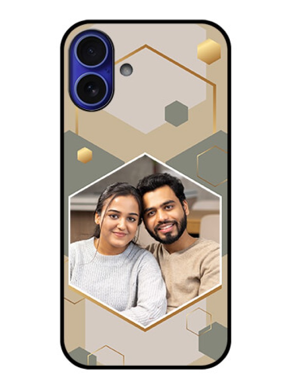 Custom iPhone 16 Plus Custom Metal Phone Case - Stylish Hexagon Pattern Design