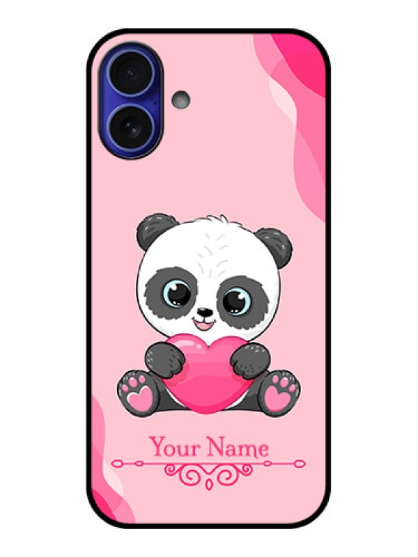 Custom iPhone 16 Plus Custom Metal Phone Case - Cute Panda Design