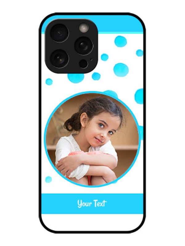 Custom iPhone 16 Pro Custom Metal Phone Case - Blue Bubbles Pattern Design