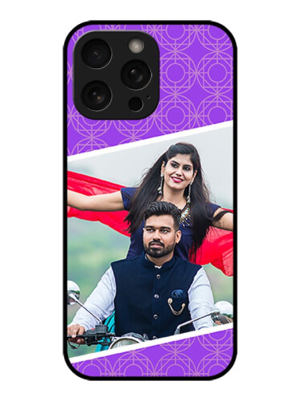 Custom iPhone 16 Pro Custom Metal Phone Case - Violet Color Pattern Design