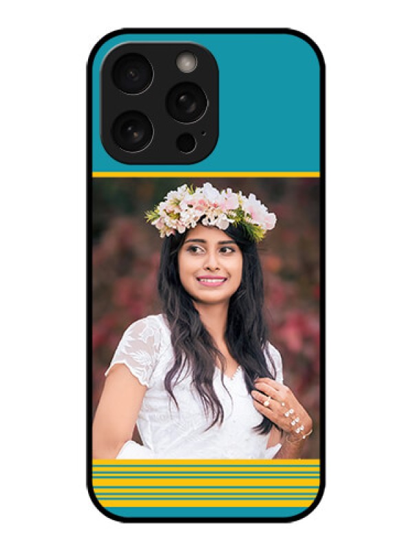 Custom iPhone 16 Pro Custom Metal Phone Case - Yellow and Blue Design