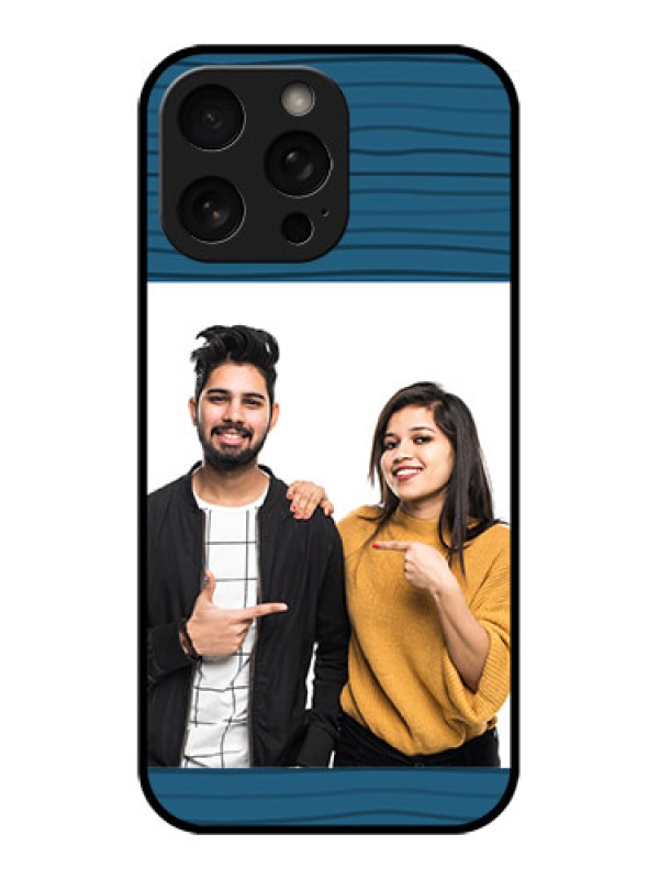 Custom iPhone 16 Pro Custom Metal Phone Case - Blue Pattern Cover Design