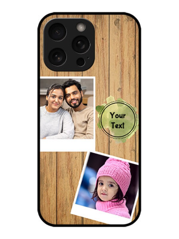 Custom iPhone 16 Pro Custom Metal Phone Case - Wooden Texture Design