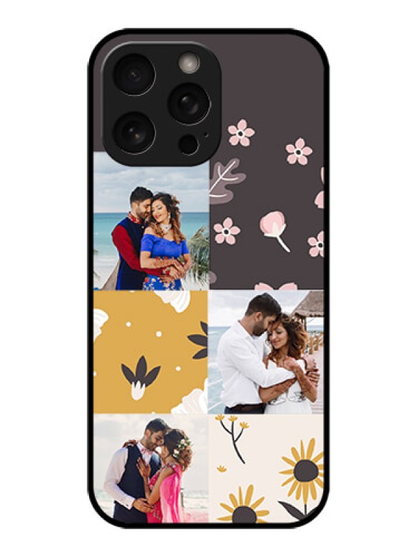 Custom iPhone 16 Pro Custom Metal Phone Case - 3 Images With Floral Design