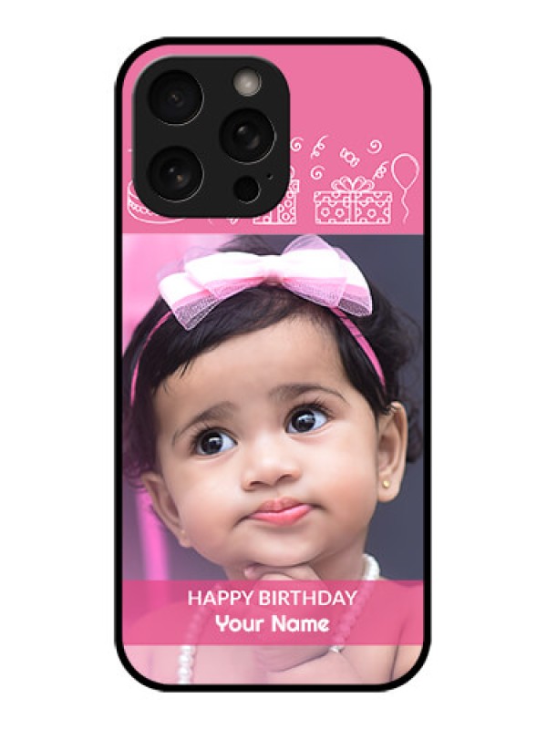 Custom iPhone 16 Pro Custom Metal Phone Case - With Birthday Line Art Design