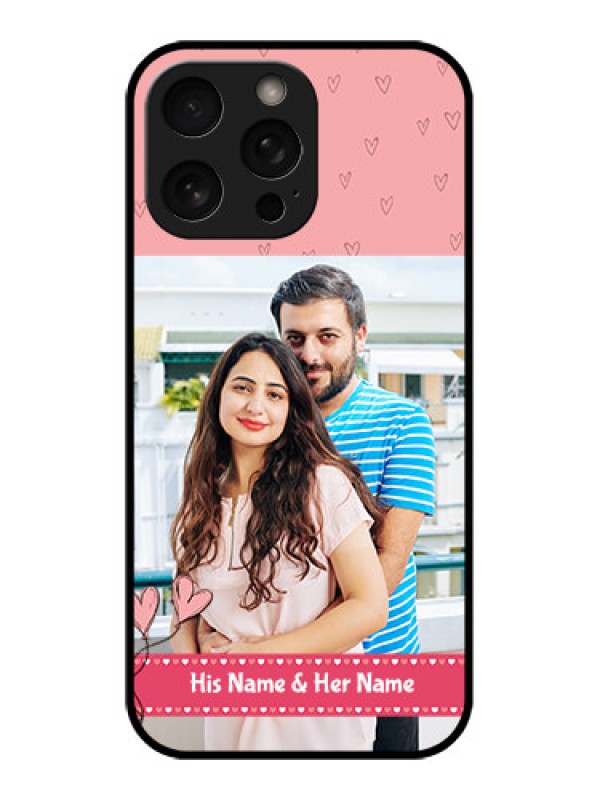 Custom iPhone 16 Pro Custom Metal Phone Case - Love Design Peach Color