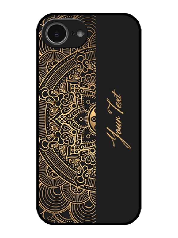 Custom Apple iPhone 16e Custom Metal Phone Case - Mandala Art With Custom Text Design