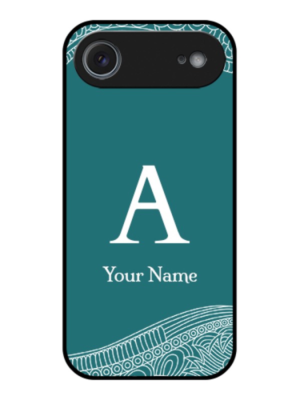 Custom Apple iPhone 17 Air Custom Metal Phone Case - Line Art Pattern With Custom Name Design