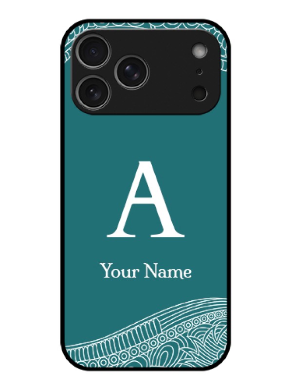 Custom Apple iPhone 17 Pro Max Custom Metal Phone Case - Line Art Pattern With Custom Name Design