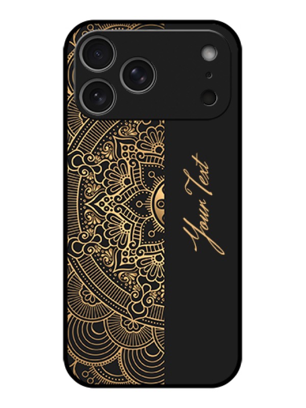 Custom Apple iPhone 17 Pro Max Custom Metal Phone Case - Mandala Art With Custom Text Design