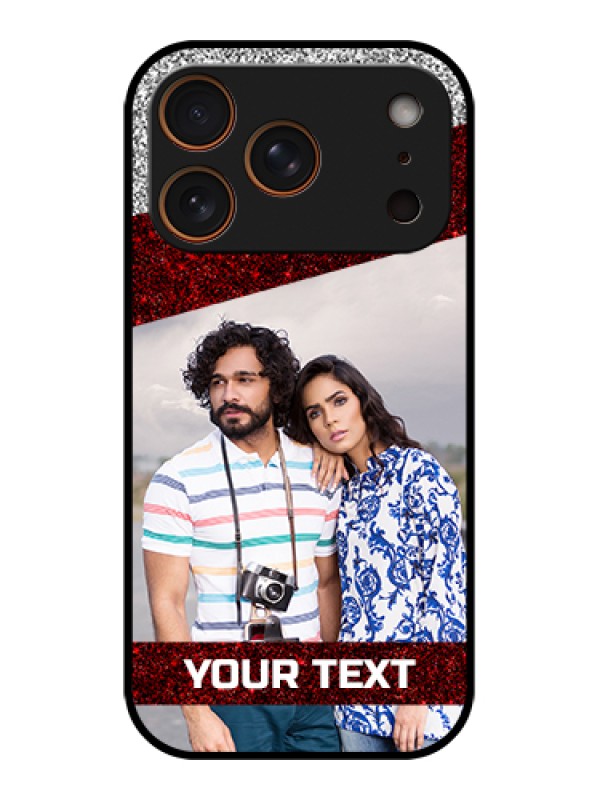 Custom Apple iPhone 17 Pro Custom Metal Phone Case - Image Holder With Glitter Strip Design