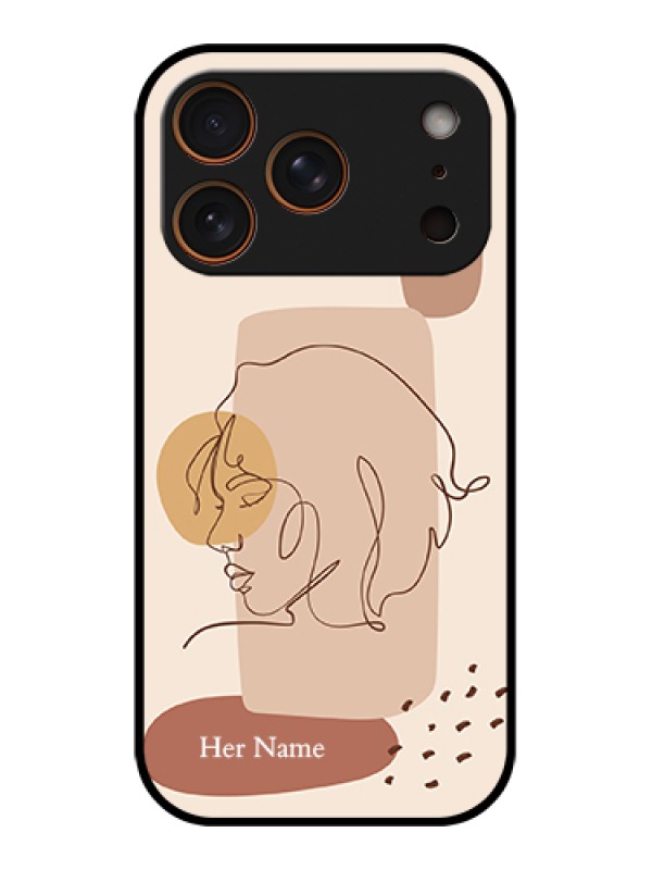 Custom Apple iPhone 17 Pro Custom Metal Phone Case - Calm Woman Line Art Design