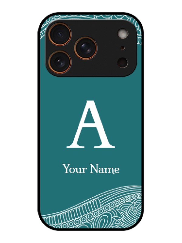 Custom Apple iPhone 17 Pro Custom Metal Phone Case - Line Art Pattern With Custom Name Design