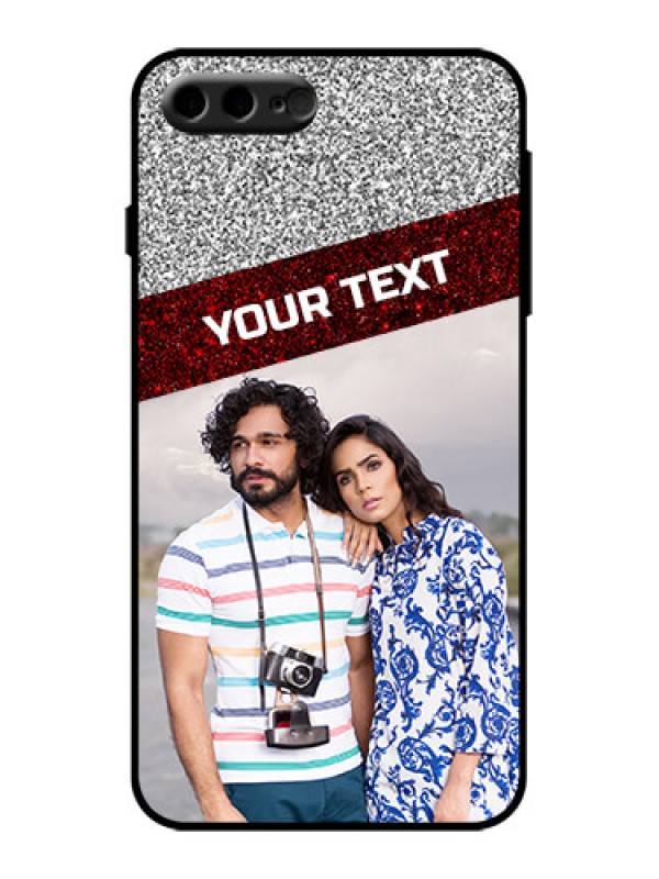 Custom iPhone 7 Plus Custom Metal Phone Case - Image Holder With Glitter Strip Design