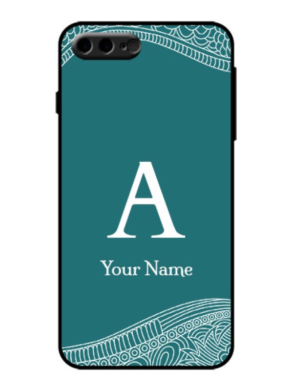 Custom iPhone 7 Plus Custom Metal Phone Case - Line Art Pattern With Custom Name Design