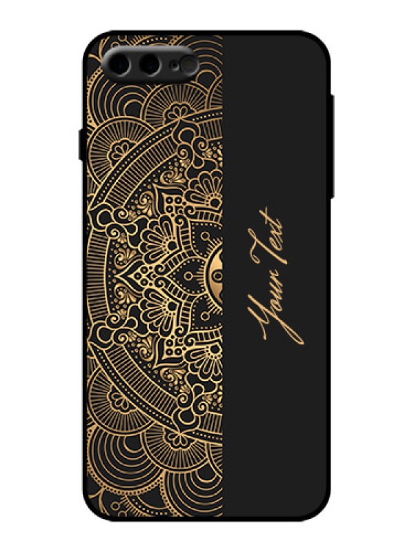 Custom iPhone 7 Plus Custom Metal Phone Case - Mandala Art With Custom Text Design