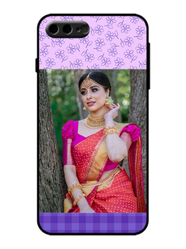 Custom iPhone 8 Plus Custom Metal Phone Case - Purple Floral Design