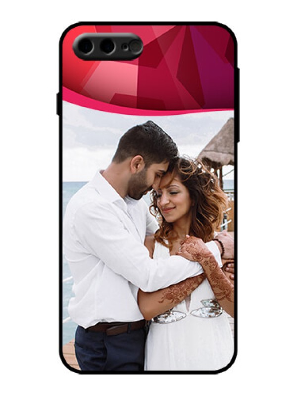 Custom iPhone 8 Plus Custom Metal Phone Case - Red Abstract Design