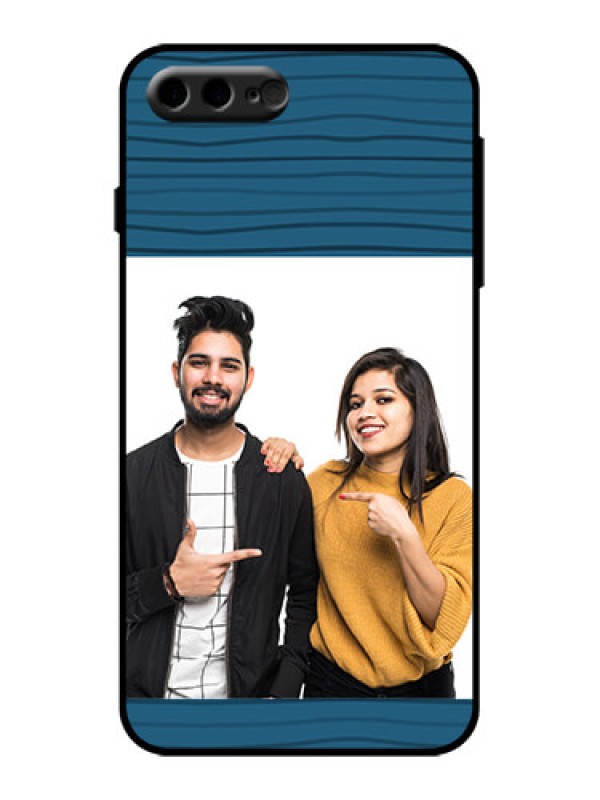 Custom iPhone 8 Plus Custom Metal Phone Case - Blue Pattern Cover Design