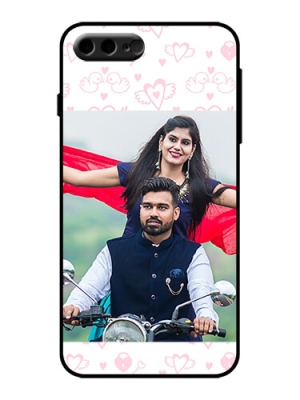 Custom iPhone 8 Plus Custom Metal Phone Case - Pink Flying Heart Design