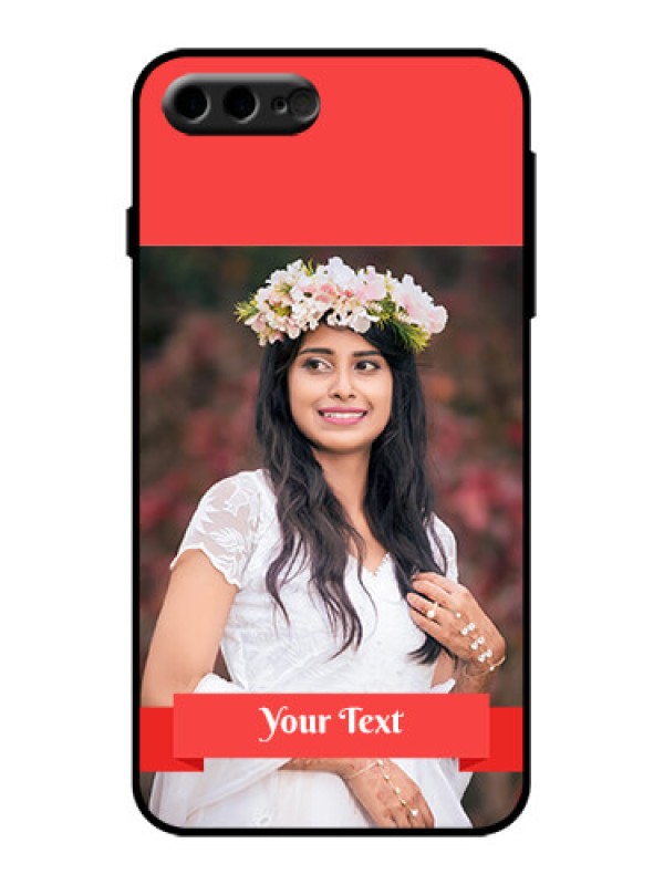 Custom iPhone 8 Plus Custom Metal Phone Case - Simple Red Color Design