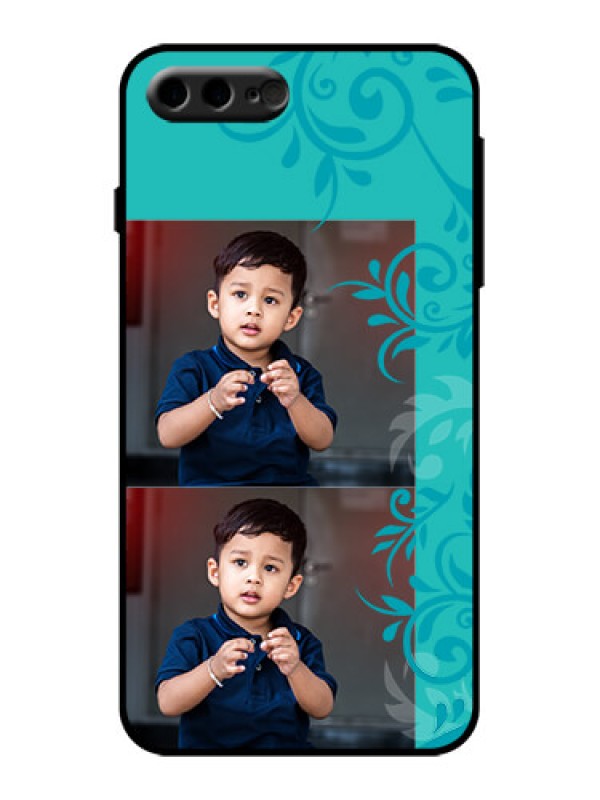 Custom iPhone 8 Plus Custom Metal Phone Case - With Photo And Green Floral Design