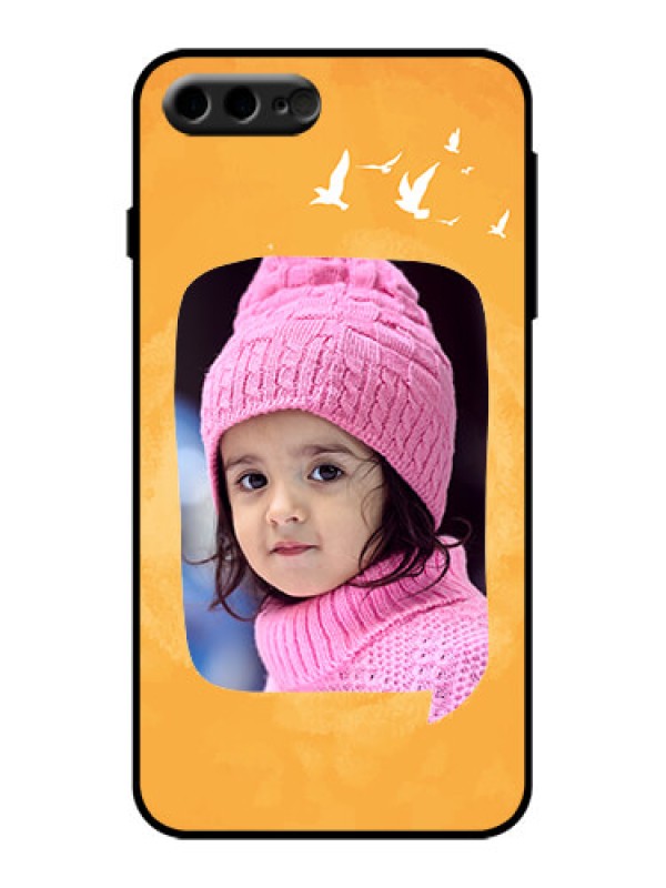 Custom iPhone 8 Plus Custom Metal Phone Case - Water Color Design With Bird Icons