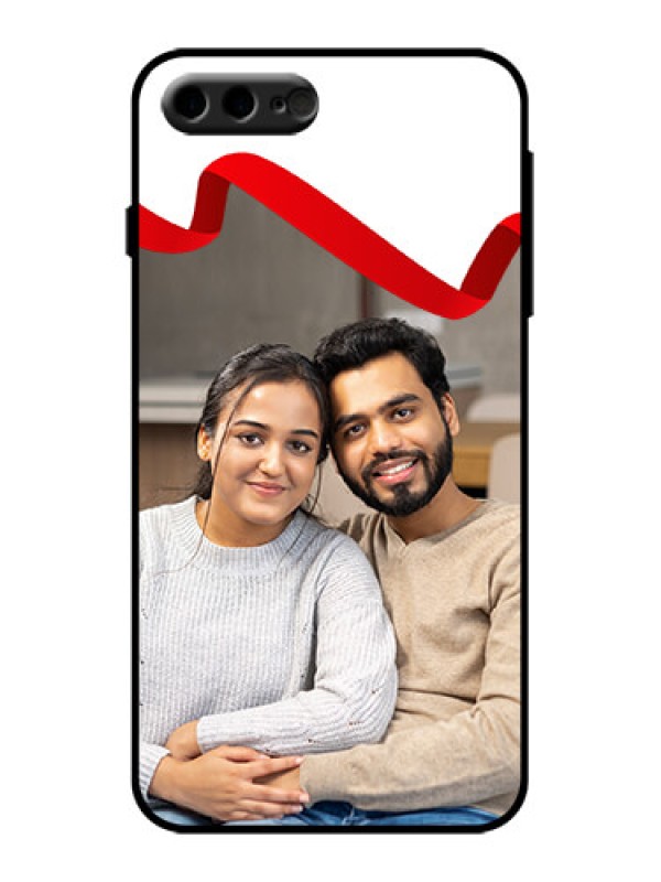 Custom iPhone 8 Plus Custom Metal Phone Case - Red Ribbon Frame Design