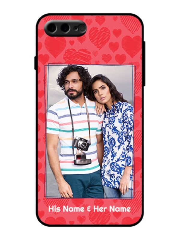 Custom iPhone 8 Plus Custom Metal Phone Case - With Red Heart Symbols Design