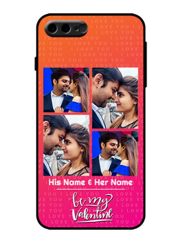 Custom iPhone 8 Plus Custom Metal Phone Case - I Love You Pink Design