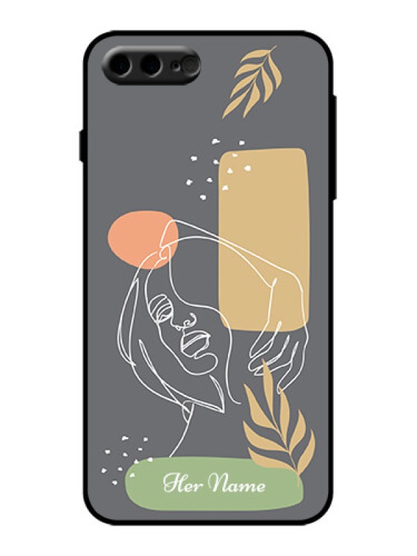 Custom iPhone 8 Plus Custom Metal Phone Case - Gazing Woman Line Art Design