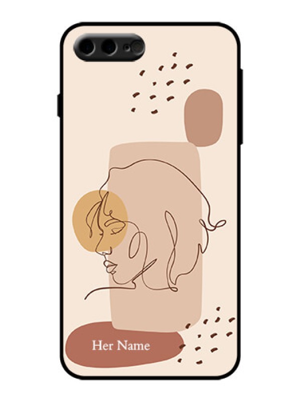 Custom iPhone 8 Plus Custom Metal Phone Case - Calm Woman Line Art Design