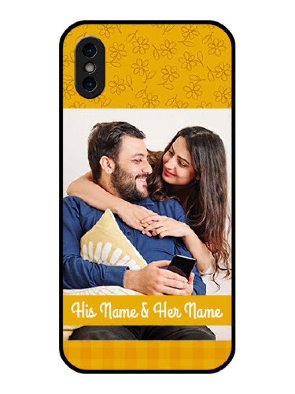 Custom iPhone XS Custom Metal Phone Case - Yellow Floral Design