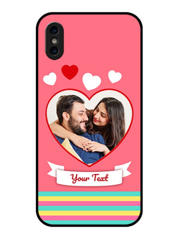 Custom iPhone XS Custom Metal Phone Case - Love Shapes Doodle Design