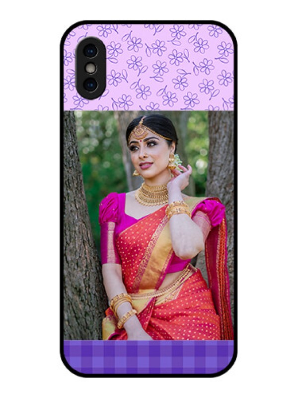 Custom iPhone XS Custom Metal Phone Case - Purple Floral Design