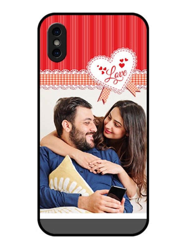 Custom iPhone XS Custom Metal Phone Case - Red Love Pattern Design