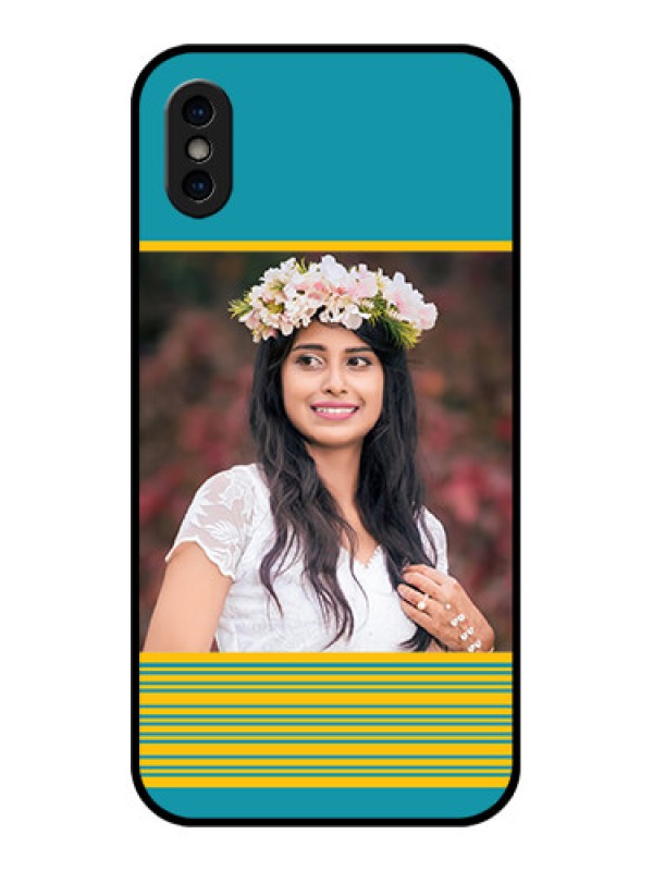 Custom iPhone XS Custom Metal Phone Case - Yellow and Blue Design